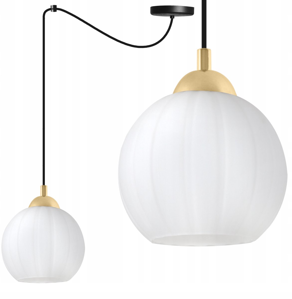 Merkloze Hanglamp met Glazen Bol - Zwart/Goud, Loft Stijl