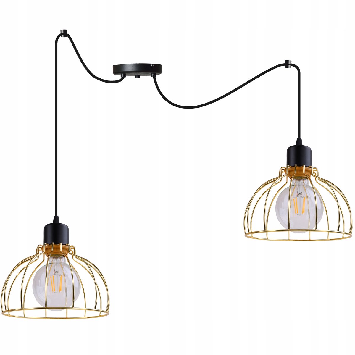Merkloze Hanglamp Zwart/Goud - Dubbele Spider Stijl - Loft Design