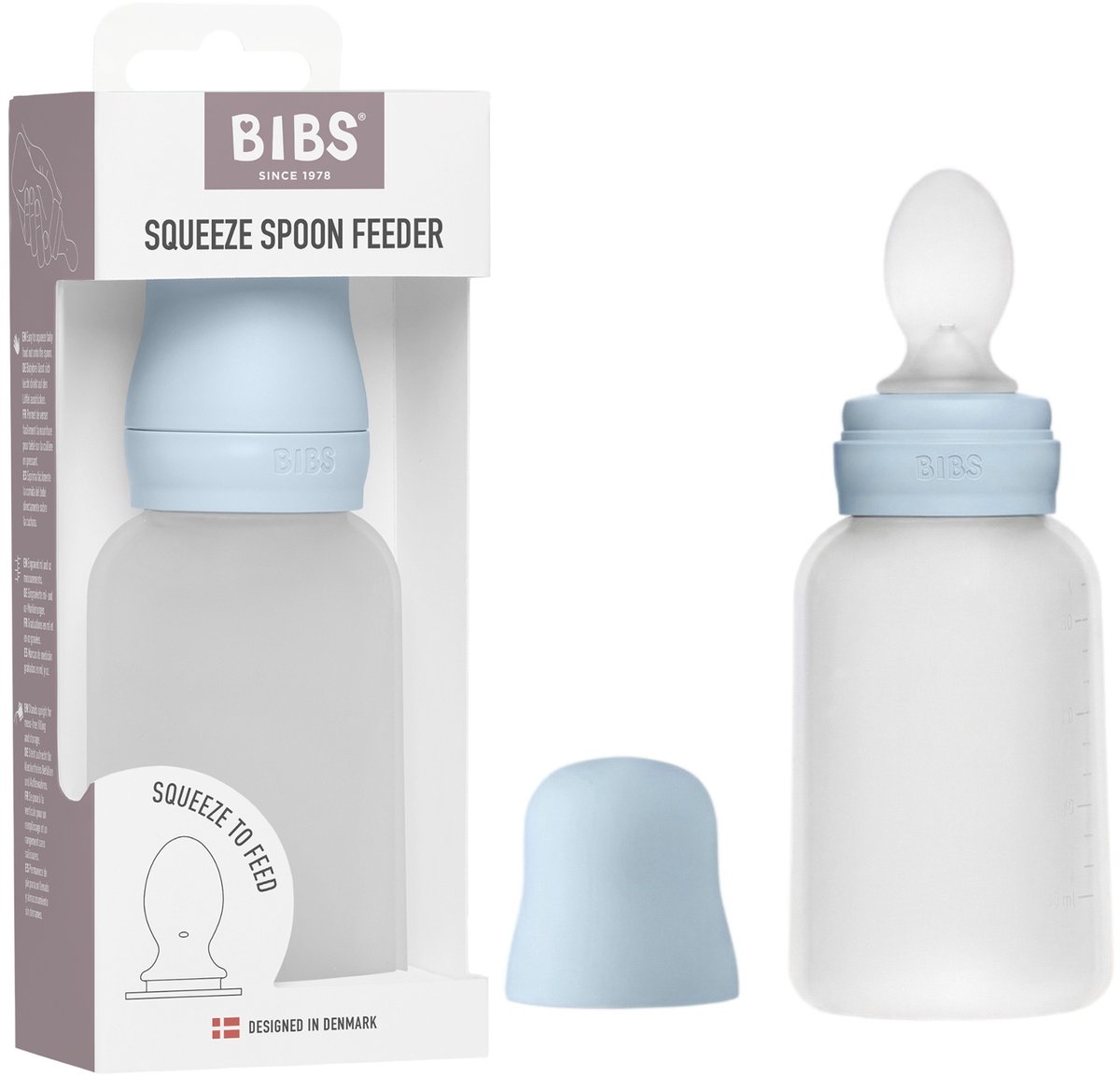 BIBS Knijplepel voor zelf voeden - 6+ mnd - Baby Blue