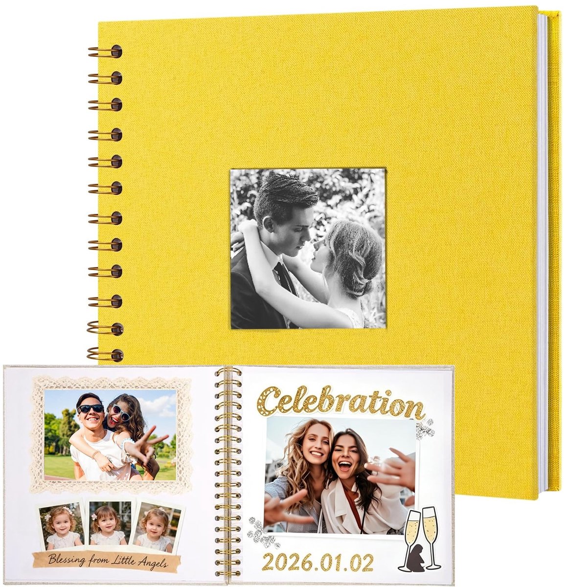 Elzusha - DIY Fotoalbum voor Herinneringen (Geel, 25 cm)