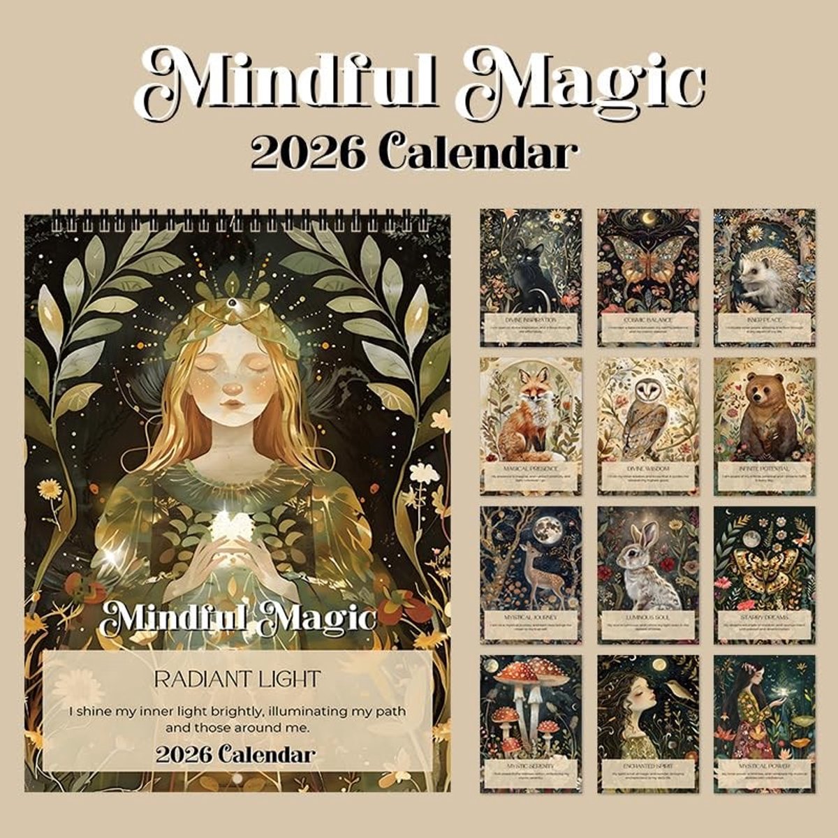 Elzusha - Mindful Magic Wandkalender 2026 met Inspirerende Citaten