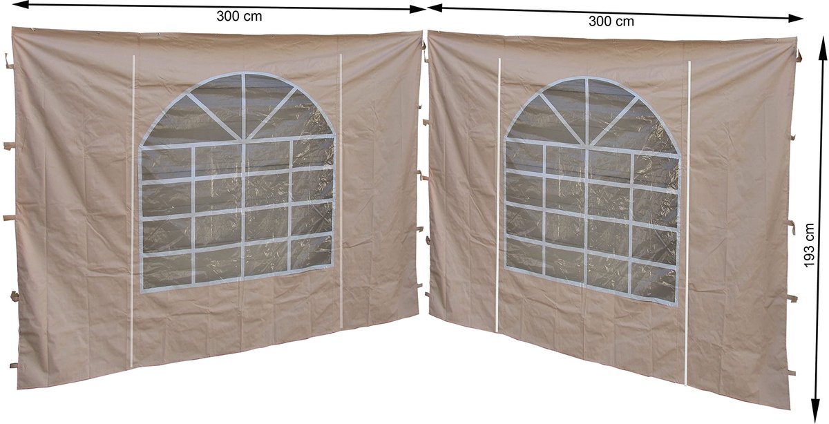 Elzusha - Set van 2 Zijwanden met PVC Raam voor Pavillon 3x3m