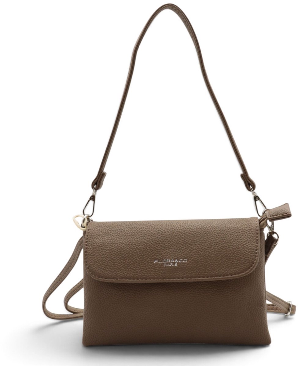 Flora&Co - Paris - Crossbody clutch - korte en lange instelbare riem - taupe