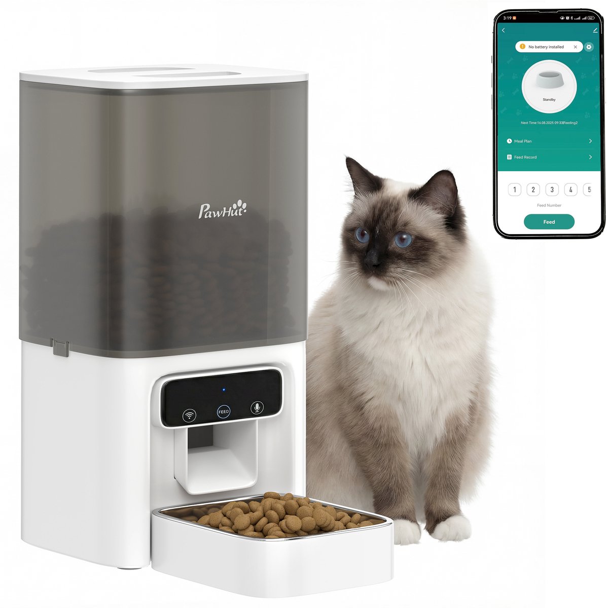 Automatische Voerbak Katten en Honden met App en Spraakopname 4.5L