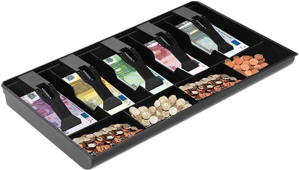 Kassalade - Geldlade - Geld Organiseren - Afneembaar Vak - 40.5 x 24.5 cm - Zwart