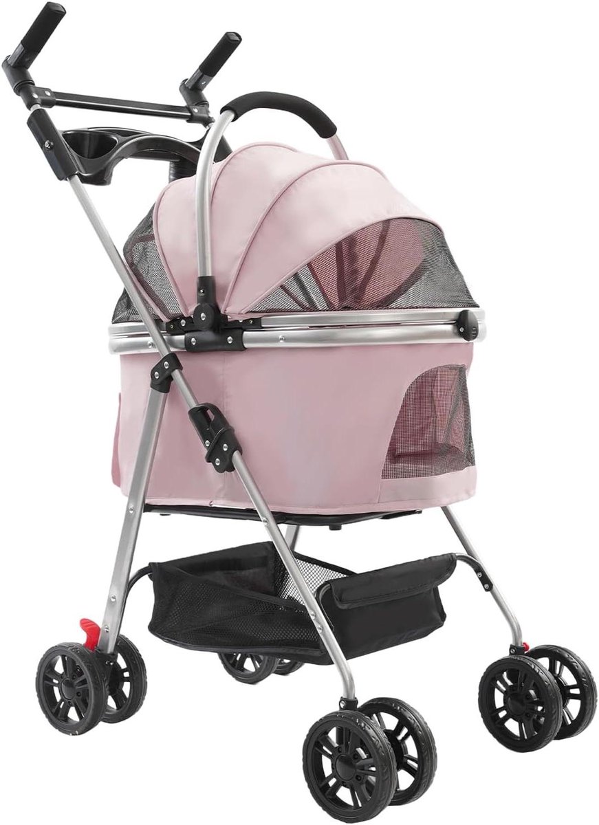 Huisdierbuggy - Hondenwagen - Comfortabel Vervoer - Opvouwbaar Ontwerp - 60 x 50 cm - Sakura Roze