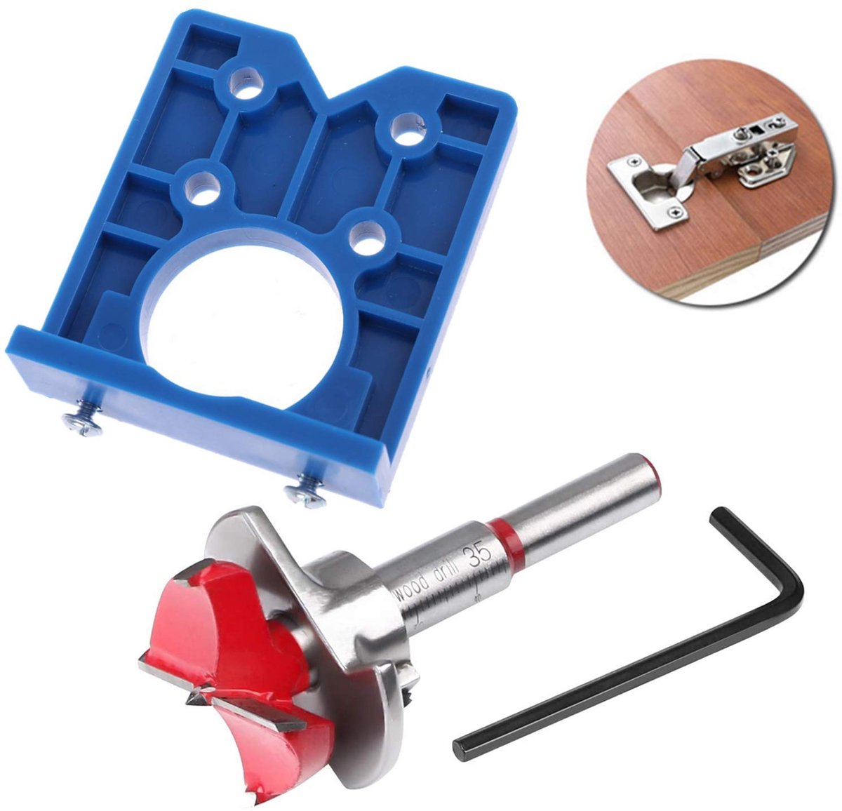 Forstner Boorset 35mm - Met Geleidebus Voor Kastdeurscharnieren - Gereedschap Voor Verborgen Scharniermontage - Professioneel Accessoire Voor Meubelmakerij