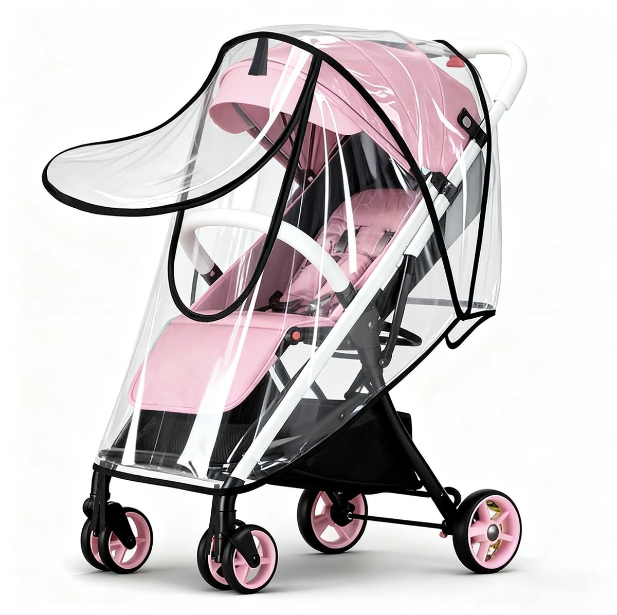 Regenhoes Kinderwagen - 82×46×49cm - Waterdicht Regenhoes Buggy - Universeel - BPA vrij - Buggy Hoes - Kinderwagenaccessoire - Wandelwagen - Ademende Bescherming - Waterdichte en Winddichte Kap - Voor Baby en Wagen - Transparant