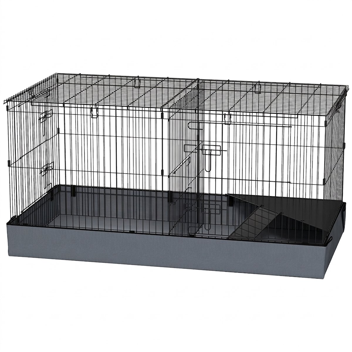 ROLIPO Caviakooi met Afneembaar Dak – Knaagdierenverblijf met Gescheiden Ruimtes, Platform en Loopplank – Voor Cavia’s en Kleine Huisdieren