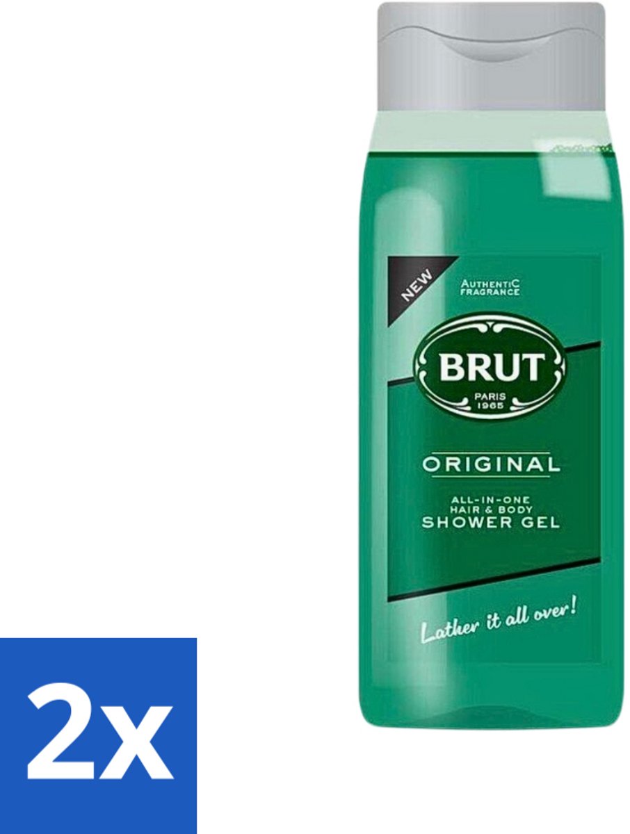 2 x Brut - Douchemiddel - All in One Haar en Body - Original - Verzorgend & Verfrissend - 500ml - Douchegel Haar En Lichaam - All In One Douchegel - Brut Original - Verzorgende Douchegel - Frisse Douchegel