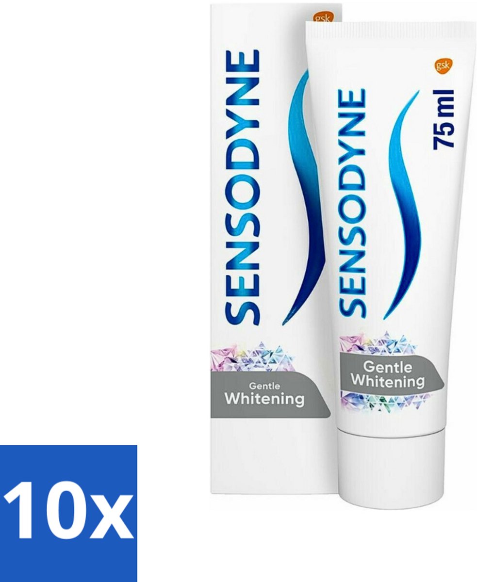 10 x Sensodyne - Tandpasta - Gentle Whitening - Milde Reiniging - 75 ml - Gevoelige Tanden - Wittere Tanden - Milde Whitening - Tandpasta - Tandglazuur