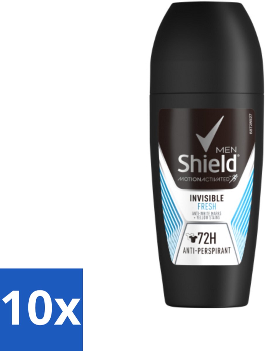 10 x Rexona Men - Invisible Fresh - Deo Roll-on - Anti-transpirant - 50 ml - Deodorant Voor Mannen - Anti-transpirant - Zweetvermindering - Frisse Geur - Huid Droog