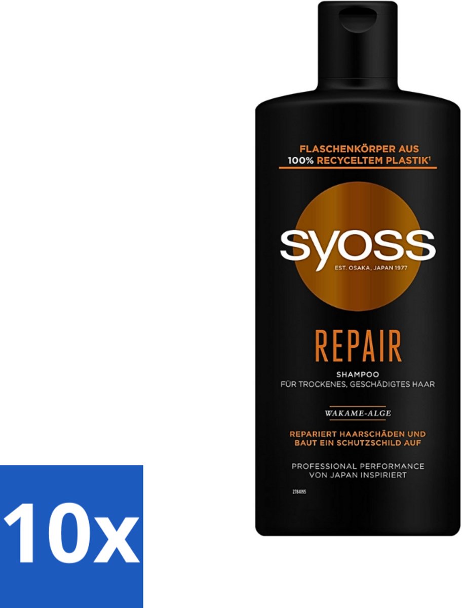 10 x Syoss Repair Shampoo - Shampoo - Herstel - 440 ml - Herstel Haar - Beschadigd Haar - Haar Herstellen - Haar Versterken - Haar Hydrateren