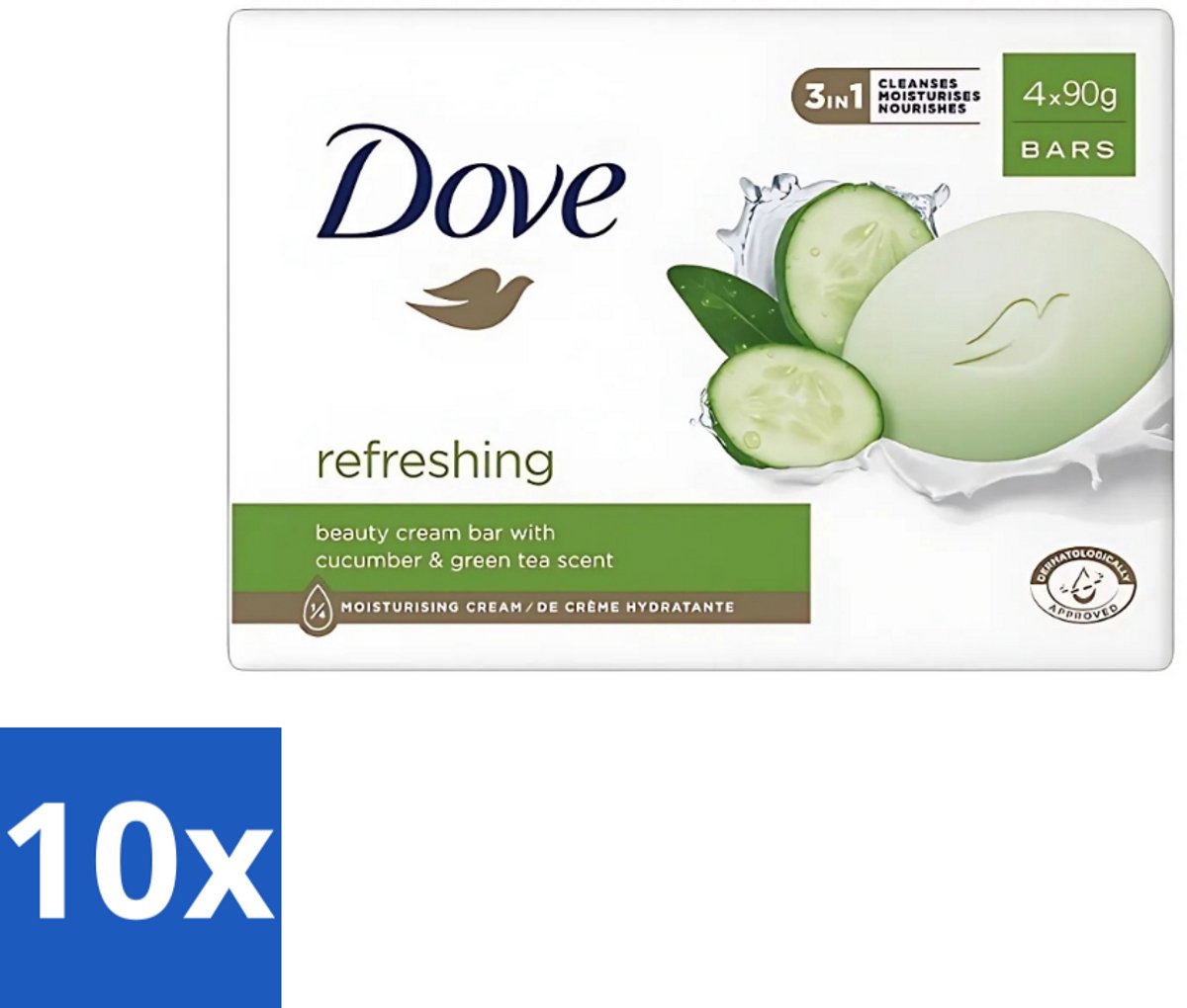 Dove - Zeep - Go Fresh Touch - Komkommer & Groene Thee - Verfrissend - 4 x 90 gram - Bulkverpakking - 10 stuks