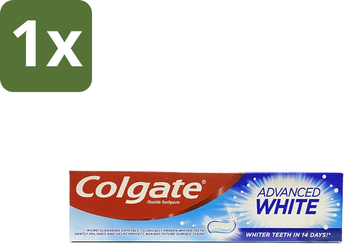 1 x Colgate - Advanced White - Tandpasta - 100ml - Tandpasta - Witte Tanden - Vlekverwijdering - Tandbederf - Gaatjes