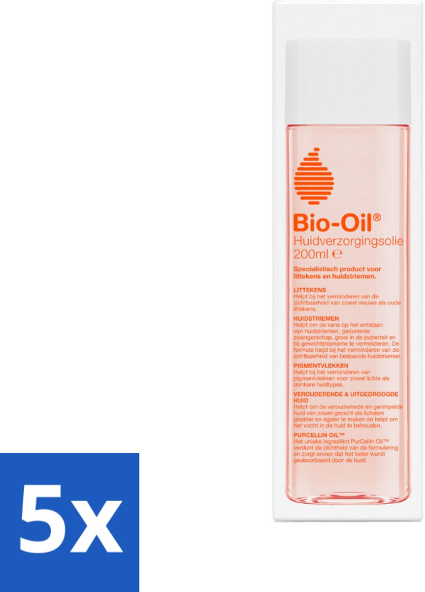 5 x Bio-Oil Huidverzorgingsolie 200 ml - Huidverzorging - Littekens - Striemen - Pigmentvlekken - Huidveroudering