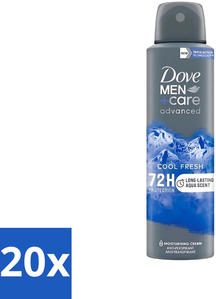 20 x Dove - Deodorant - Men Care Cool Fresh - Verfrissend en langdurige bescherming - 150 ml - Deodorant Spray - Mannelijke Geur - Zweetbehandeling - Frisheid - Langdurige Bescherming