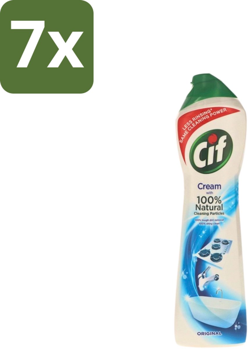 7 x Cif - Badkamer & Keuken - Cream - Verwijdert Hardnekkig Vuil - 500ml - Cif Cream - Reiniging Badkamer - Reiniging Keuken - Verwijderen Vuil - Verwijderen Vet