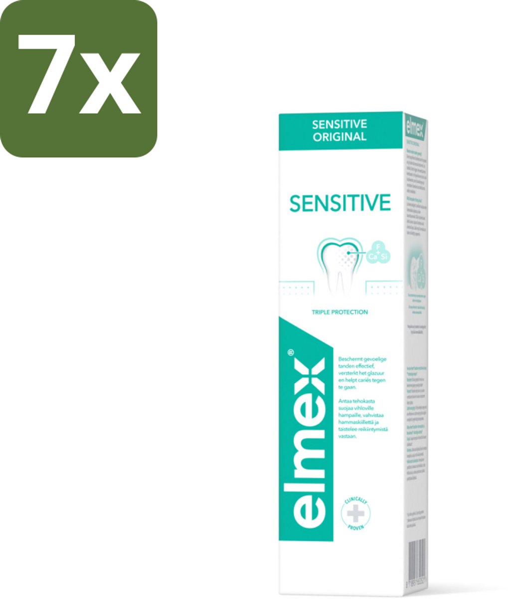 7 x Elmex Tandpasta Sensitive Original 75 ml - Gevoelige Tanden - Tandpasta - Aminfluoride - Cariës - Tandgevoeligheid