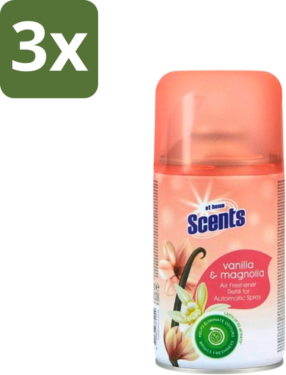 3 x At Home - Scents - Navulling - Vanille - Spray - 250 ml - Vanille Geur - Geurverspreider - Geurtjes Neutraliseren - Geur In Huis - Geur Spray