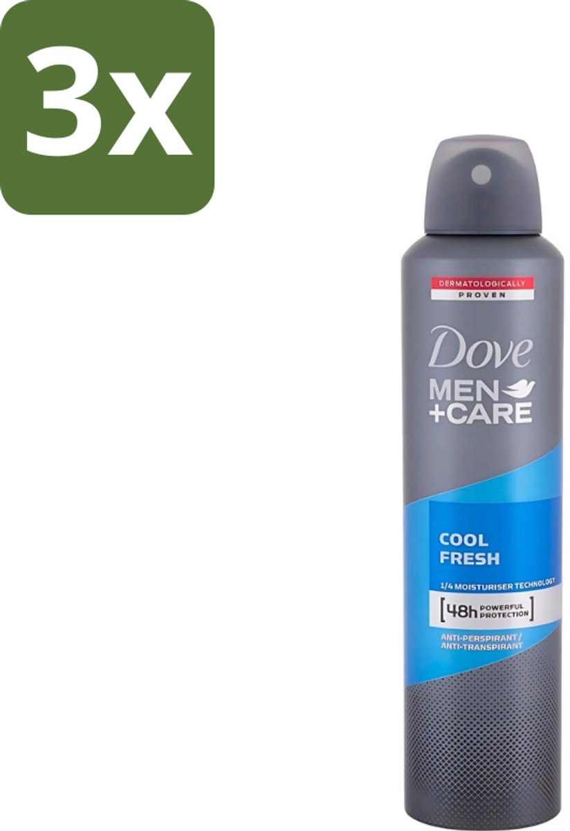 3 x Dove - Deodorant - Spray Men+Care Cool Fresh - Verfrissend en langdurige bescherming - 250 ml - Deodorant Spray - Zweetgeur - Langdurige Bescherming - Frisheid - Mannelijke Geur