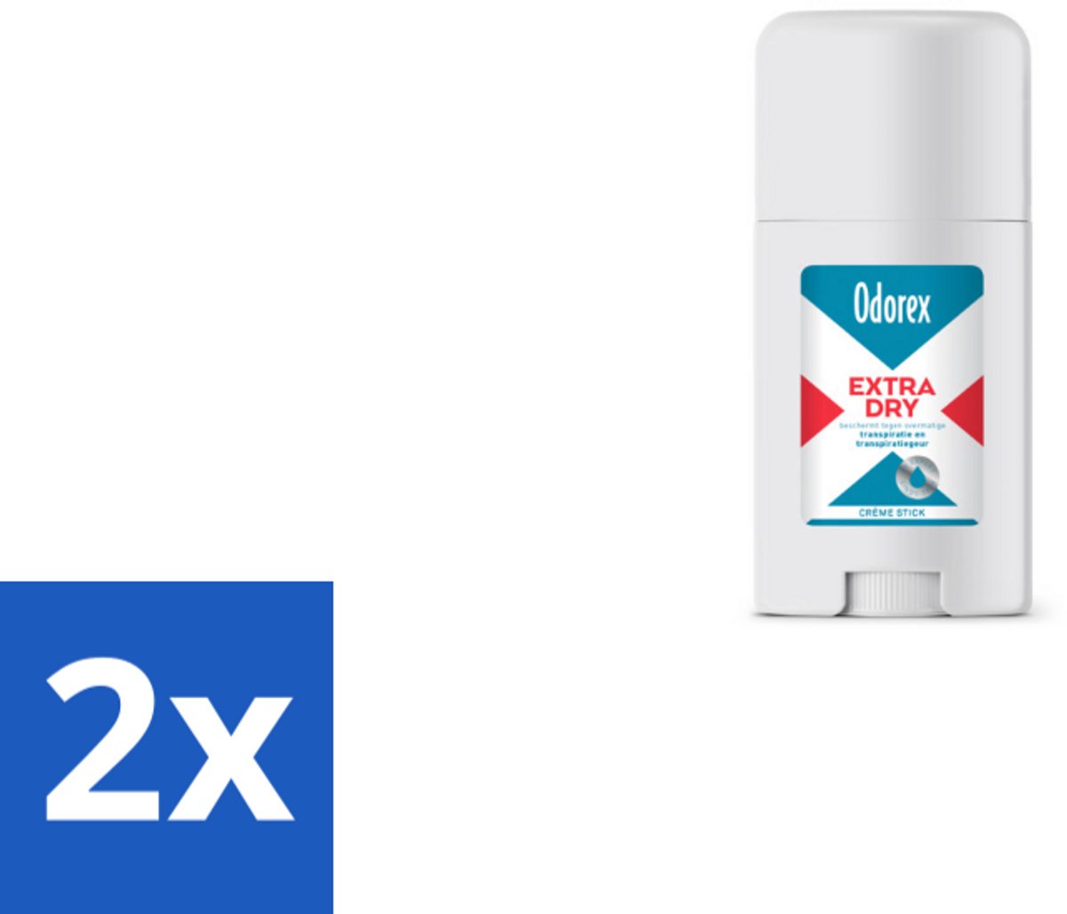 2 x Odorex Extra Dry Stick 40 ml - Geurloos - Anti-zweet - Droog - Zweetvermindering - Huidvriendelijk