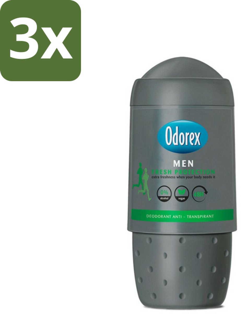 3 x Odorex Deodorant Roller For Men Fresh Protection 50 ml - Mannelijke Deodorant - Deodorant Roll-on - Frisheid Voor Mannen - Zweetbescherming - Langdurige Frisheid