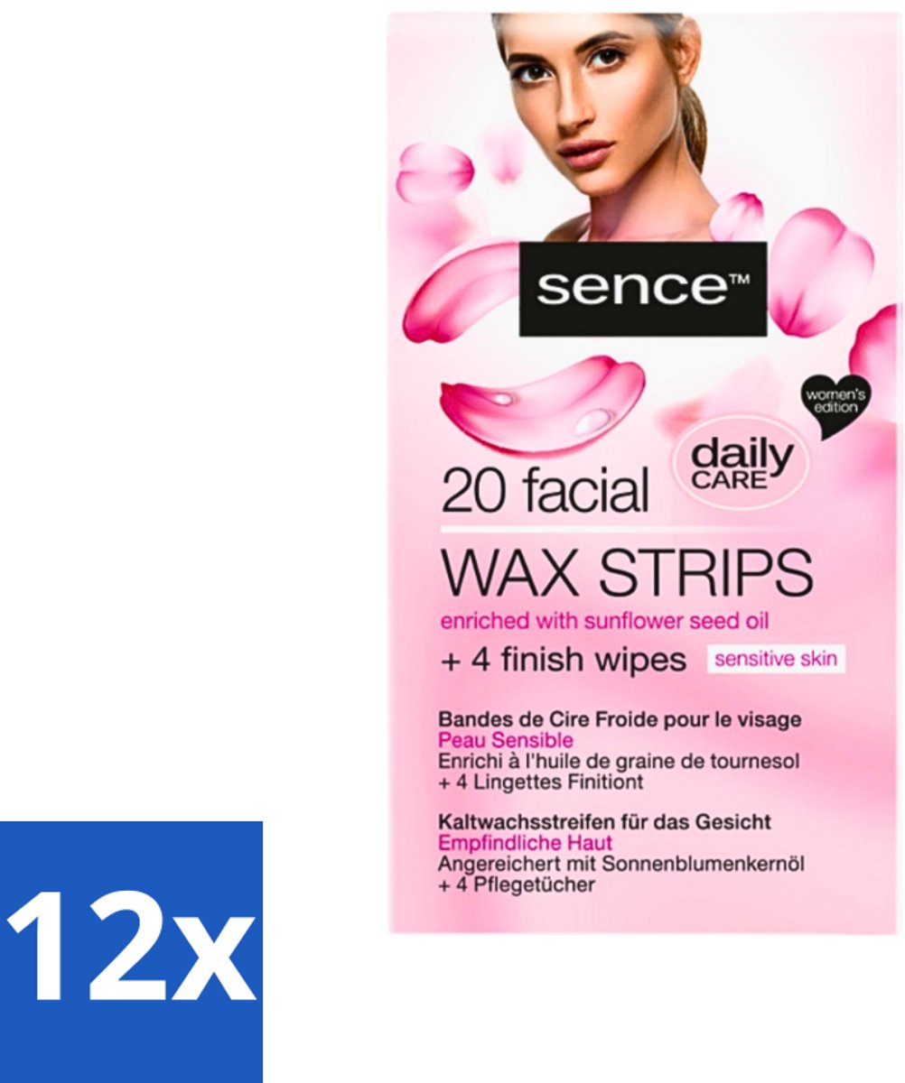 12 x Sence - Waxstrips - Gezicht - 20 Waxstrips - Gezichts-waxstrips - Gezichts-wax - Haartjes Verwijderen - Gezichtsverzorging - Gladde Huid