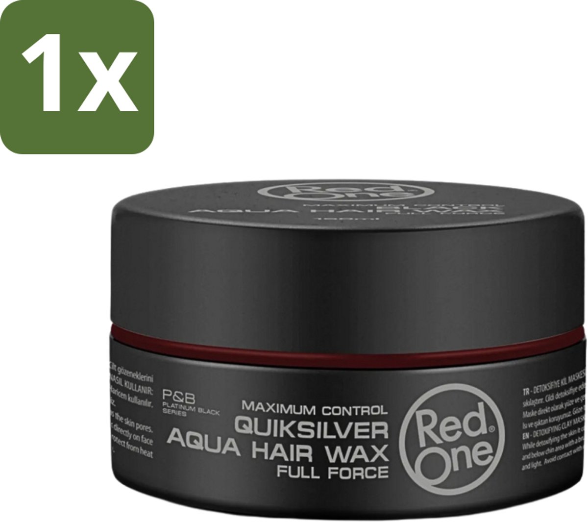 1 x Red One - Haarwax - Quicksilver - Aqua Hair Wax - Voor Sterke Hold & Glans - 150 ml - Haarwax - Hold - Glans - Waterbasis - Restyling
