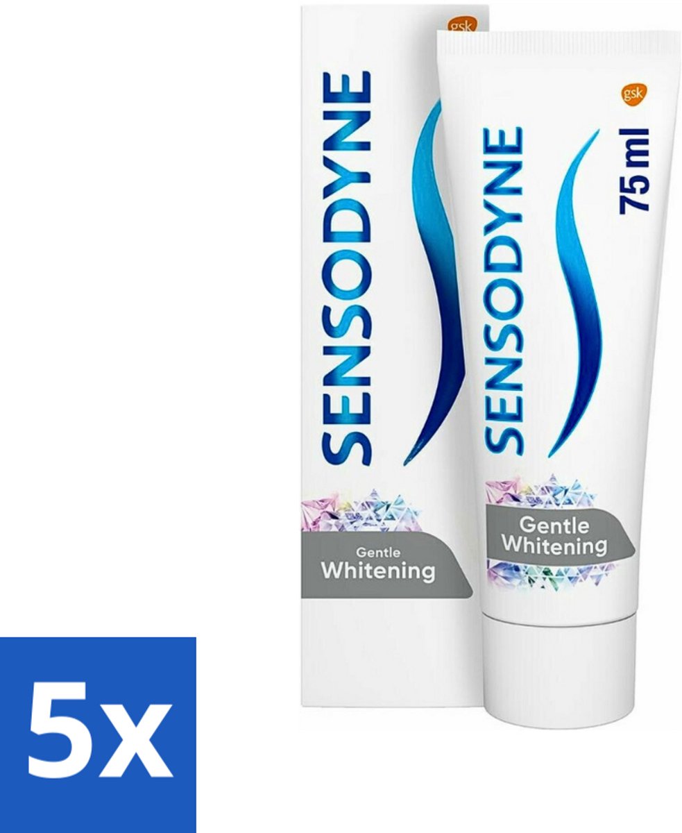 5 x Sensodyne - Tandpasta - Gentle Whitening - Milde Reiniging - 75 ml - Gevoelige Tanden - Wittere Tanden - Milde Whitening - Tandpasta - Tandglazuur