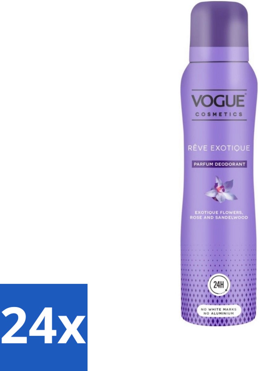 24 x Vogue Reve Exotique Parfum Deodorant 150 ml - Parfum Deodorant - Deodorant Met Geur - Geurige Deodorant - Luxe Deodorant - 24 Uur Bescherming