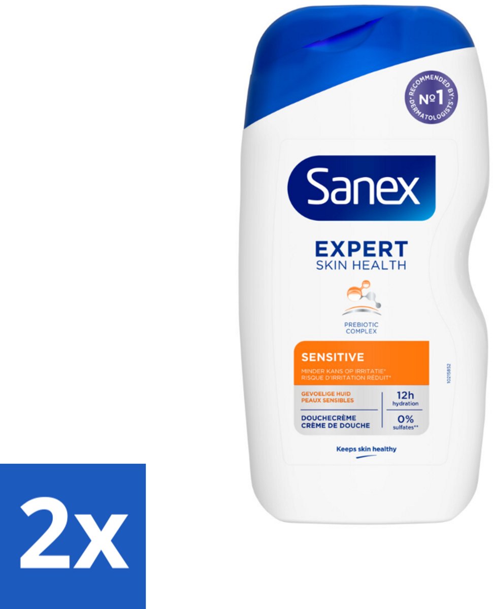 2 x Sanex Douchegel Expert Skin Health Sensitive 400 ml - Gevoelige Huid - Douchegel - Huidverzorging - Milde Reiniging - Whey Proteïne
