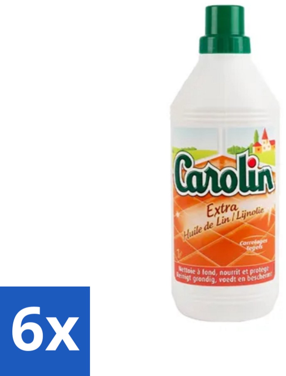 6 x Carolin - Vloerreinigingsmiddel - Extra Lijnolie - 1 L - Vloerreiniger - Tegels Schoonmaken - Vloeren Glanzen - Tegelreiniger - Vloerreiniger Extra Lijnolie
