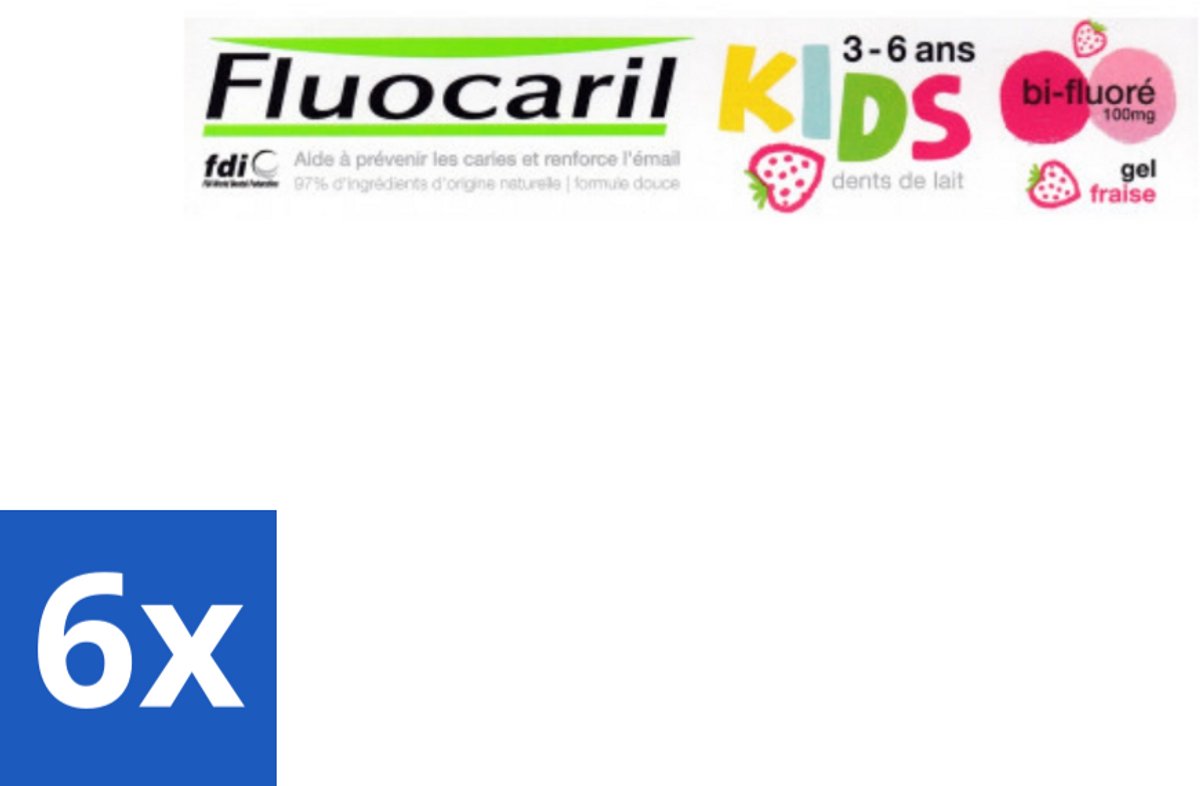 6 x Fluocaril Kids - Bi-Fluoride - Tandpasta - Met Aardbeiensmaak - 3 tot 6 jaar - 50 ml - Tandpasta Voor Kinderen - Fluoride Tandpasta - Kinder Tandpasta - Aardbeiensmaak Tandpasta - Tandenpoetsen Voor Kinderen