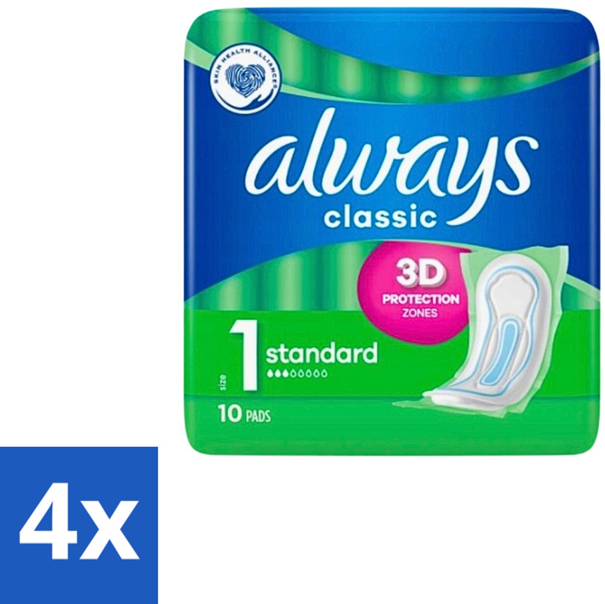 Always Classic - Maandverband - Standaard - 3D Bescherming - 10 Maandverbandjes - Voordeelverpakking - 4 stuks