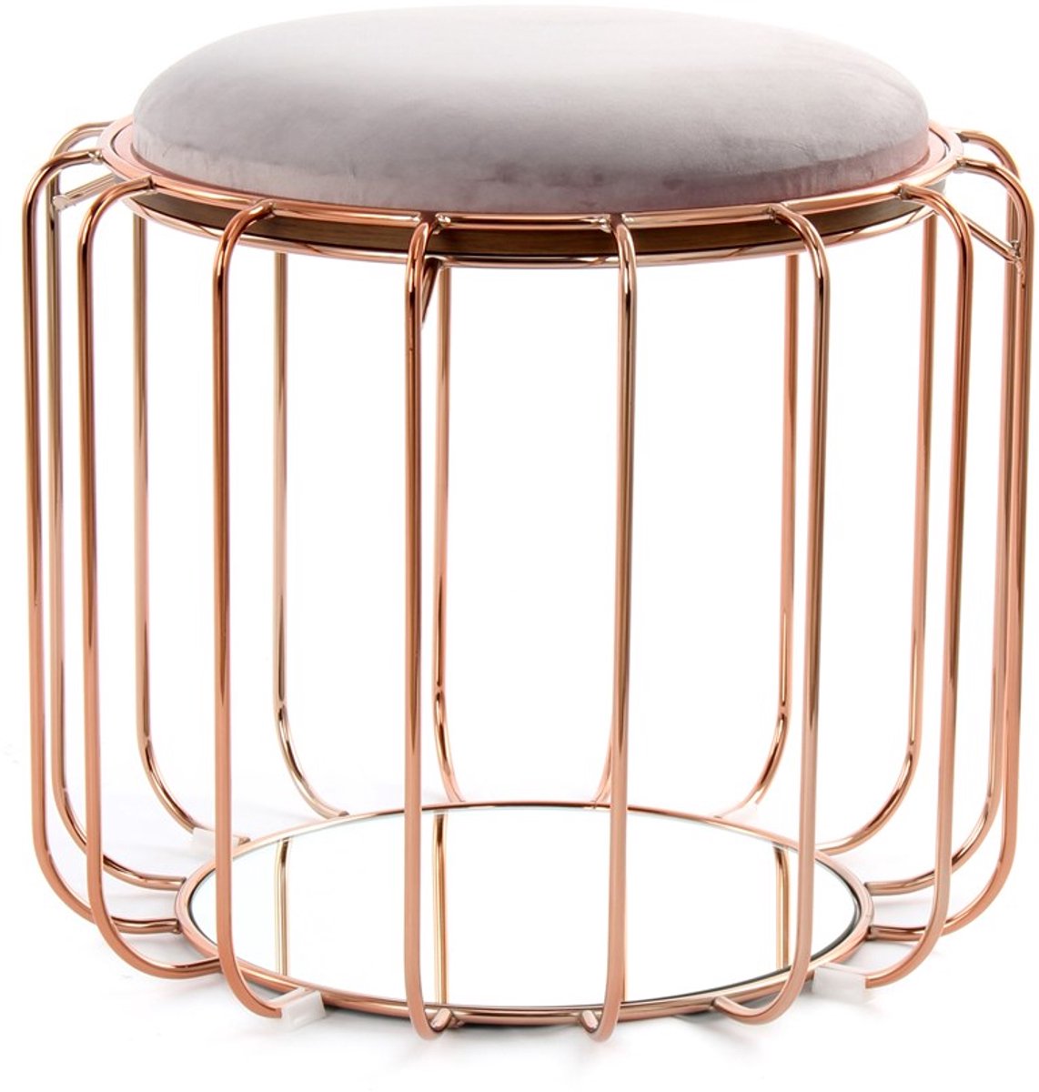 Padiro ronde bijzettafel Ø 50 x 45 cm - lichtpaars en rosé - Modern Art-Déco Glamour Look - fluweel, ijzer en spiegelglas - afneembaar en omkeerbaar bovenblad