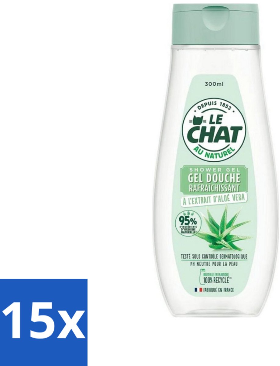 Le Chat - Douchegel - PH Neutraal - Met Extract Van Aloë Vera - Verfrissend - 300 ml - Bulkverpakking - 15 stuks