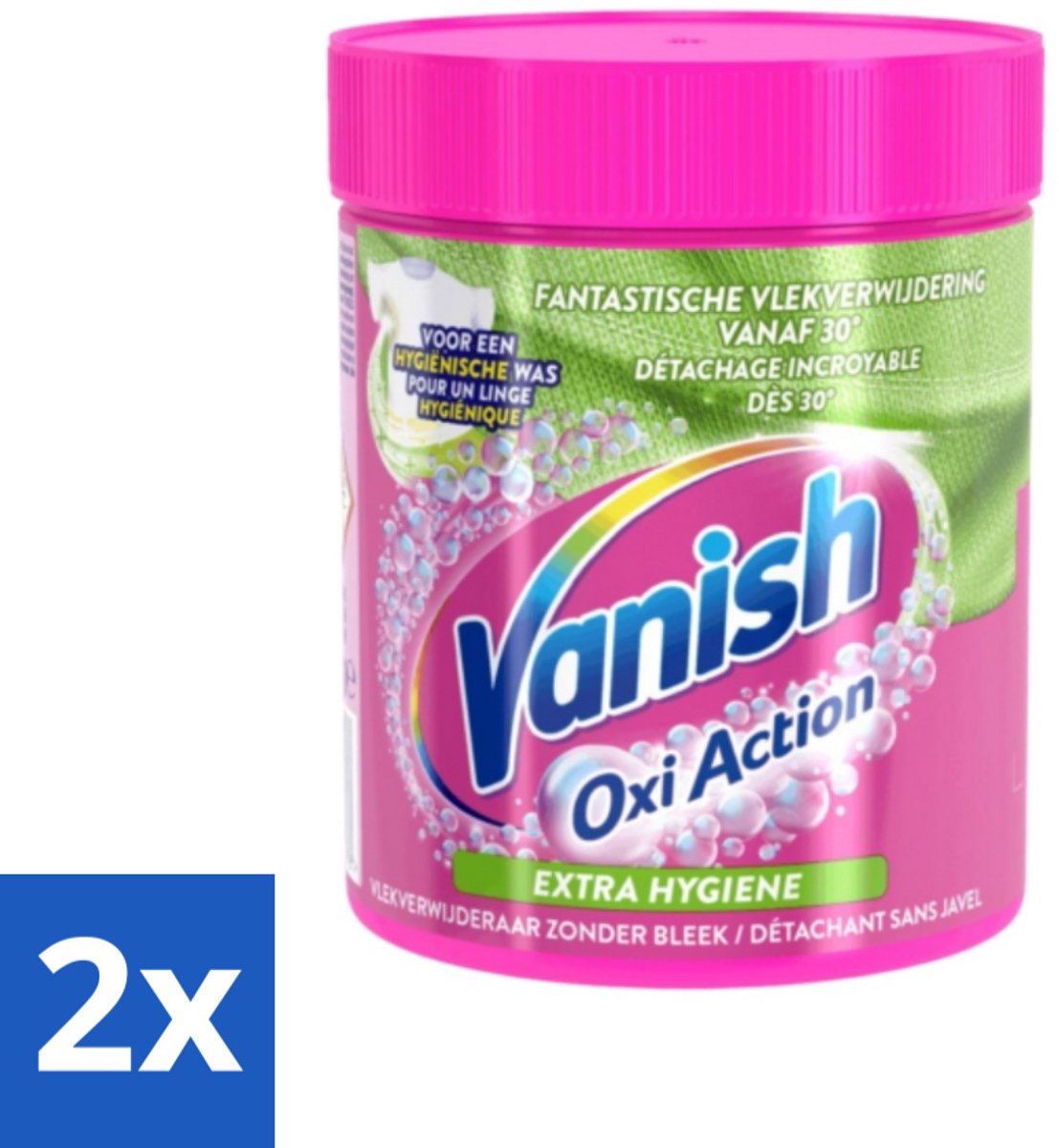 2 x Vanish Oxi Action - Extra Hygiene - Vlekkenverwijderaar Poeder - Zonder Bleek - Gekleurde Was - 470 Gram - Vlekkenverwijderaar - Waspoeder - Gekleurde Was - Hygiënische Was - Vlekken Verwijderen