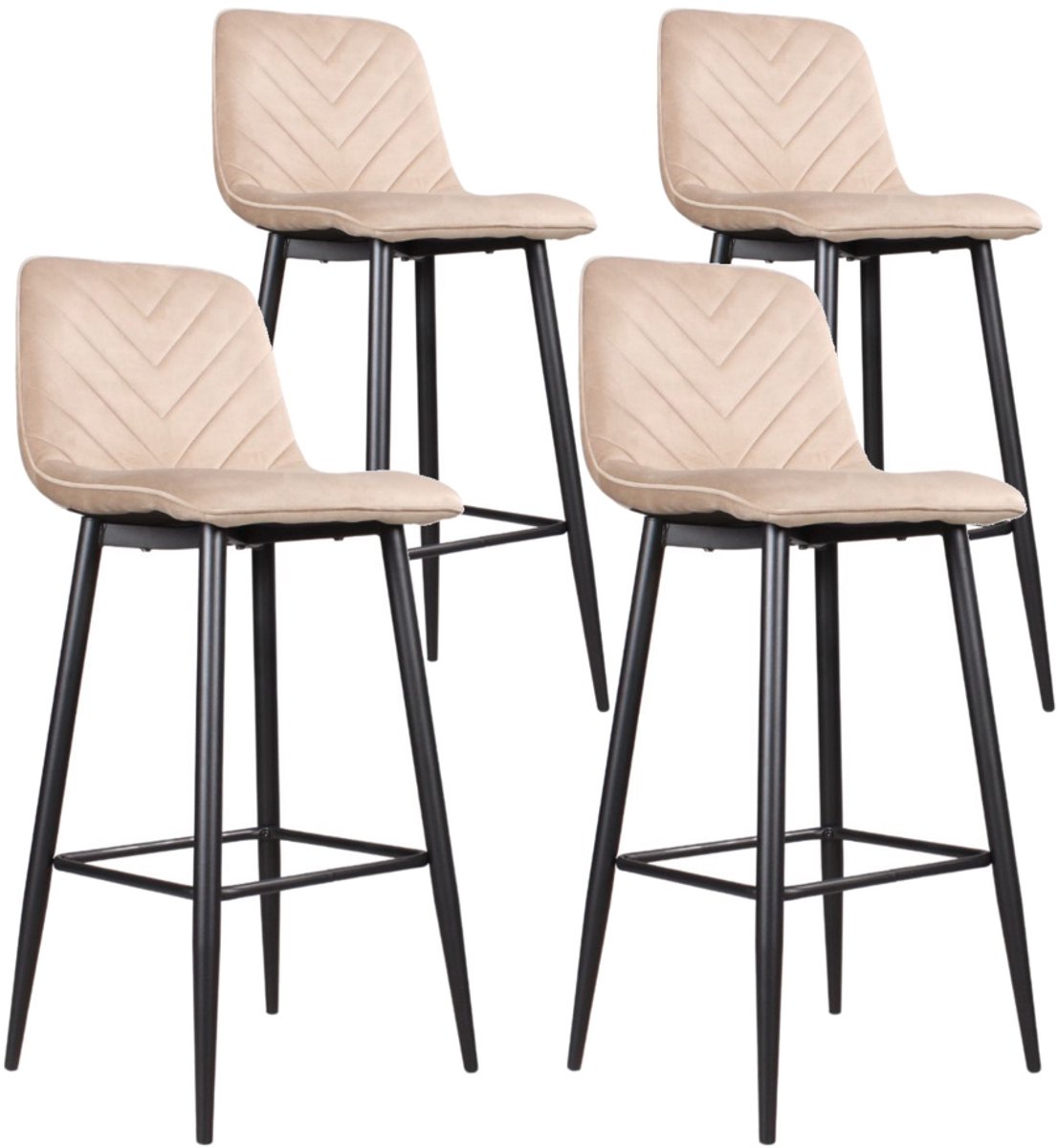 DS4U® - Gaby barkruk 75 cm - Set van 4 - Champagne - Velvet