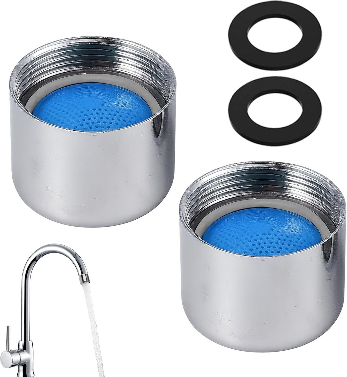 2 Stuks M22 Koper Jet Regulator, Waterbesparende Kraanperlators voor Keuken en Badkamer, Geschikt voor Vrouwelijke Draad Taps