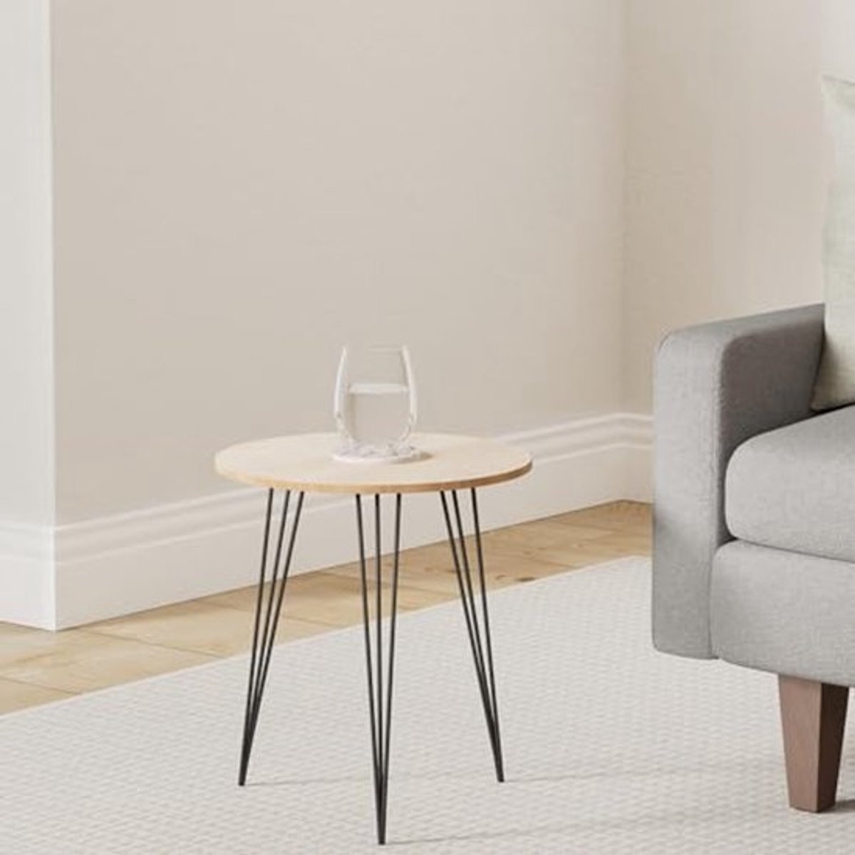 Ronde Bijzettafel Hout Metaal Ø 40 cm - Ideaal als Salontafel of Nachtkastje