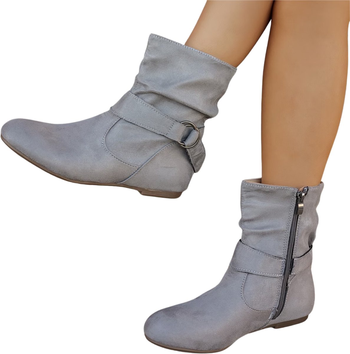 Currero Dames Cowboy Laarzen Hoge Hak Enkellaarzen Kniehoge Western Boots Chelsea 38 5 Grijs