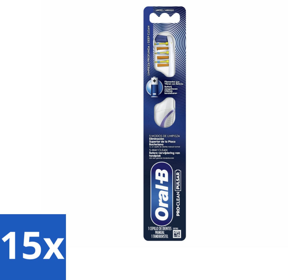 Oral-B - Pro-Clean Pulsar – Tandenborstel – Medium – Manueel - Bulkverpakking - 15 stuks