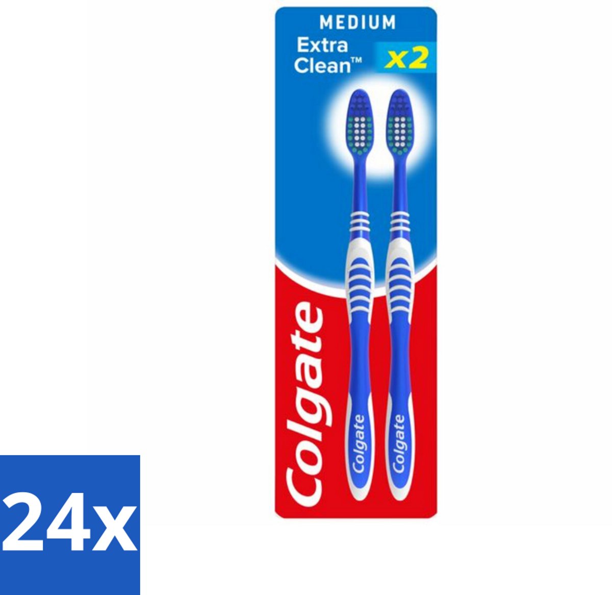 24 x Colgate - Tandenborstels - Extra Clean Duo - Medium - 2 borstels - Tandenborstel - Tandenpoetsen - Mondhygiëne - Frisse Adem - Tandenborstel Duo