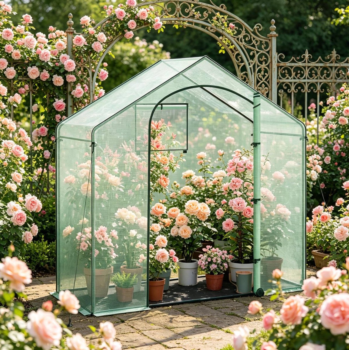 MODENUIT Foliekas 200 x 80 x 200 cm - Met Roldeur Met Rits - Voor Balkon, Terras En Tuin - Staal - Groen