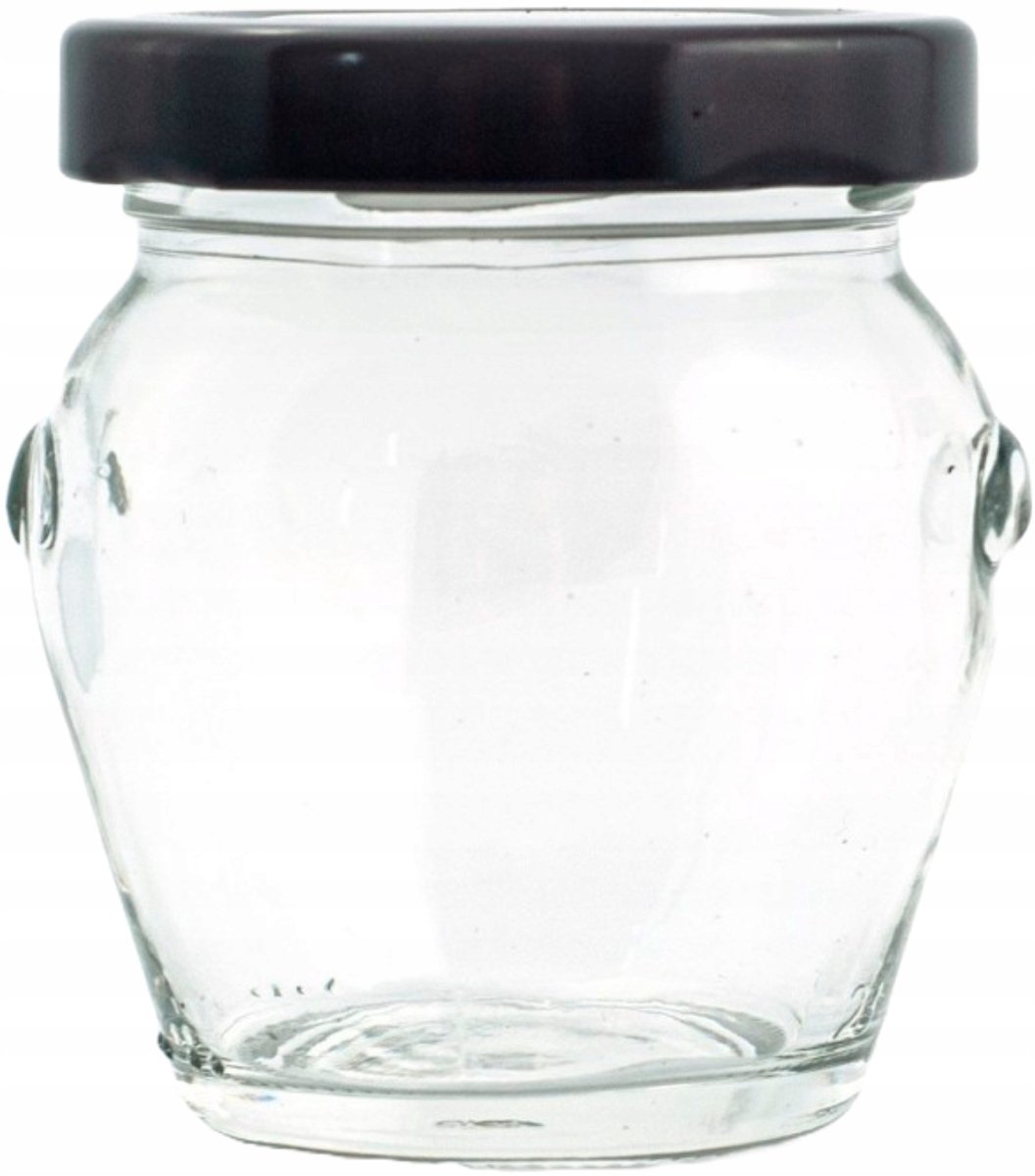 Decoratieve Glazen Pot 106 ml met Zwart Deksel - Ideaal voor Cadeaus & Conserves