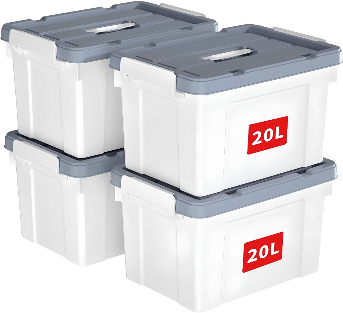 NIVA® Opbergbox - Opbergdoos - Opbergmand - Wit en Grijs - 42cm x 30cm x 25cm
