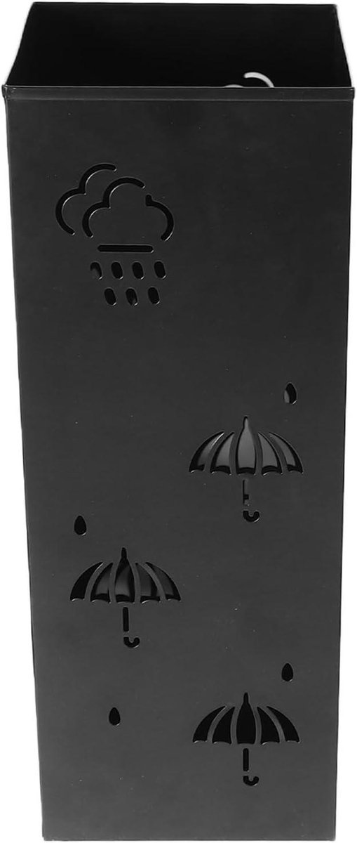 Paraplubak Metaal - Parapluhouder Entree - Entree Opruimen - Innovatief Hol Ontwerp - 42x17x17 cm - Zwart