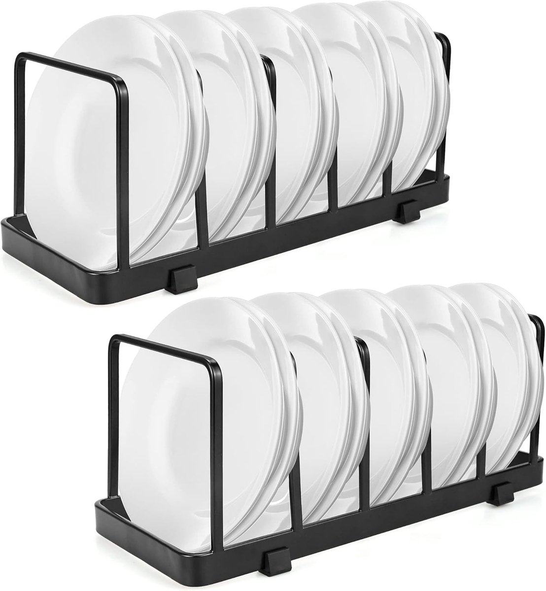 Afwasrek voor Tafelgerei, Bestekhouder en Snijplankhouder - Droogrek voor Borden, Pannen en Lidhouder - Verticale Opslag voor Borden en Keukenaccessoires (Zwart, 2 Stuks)