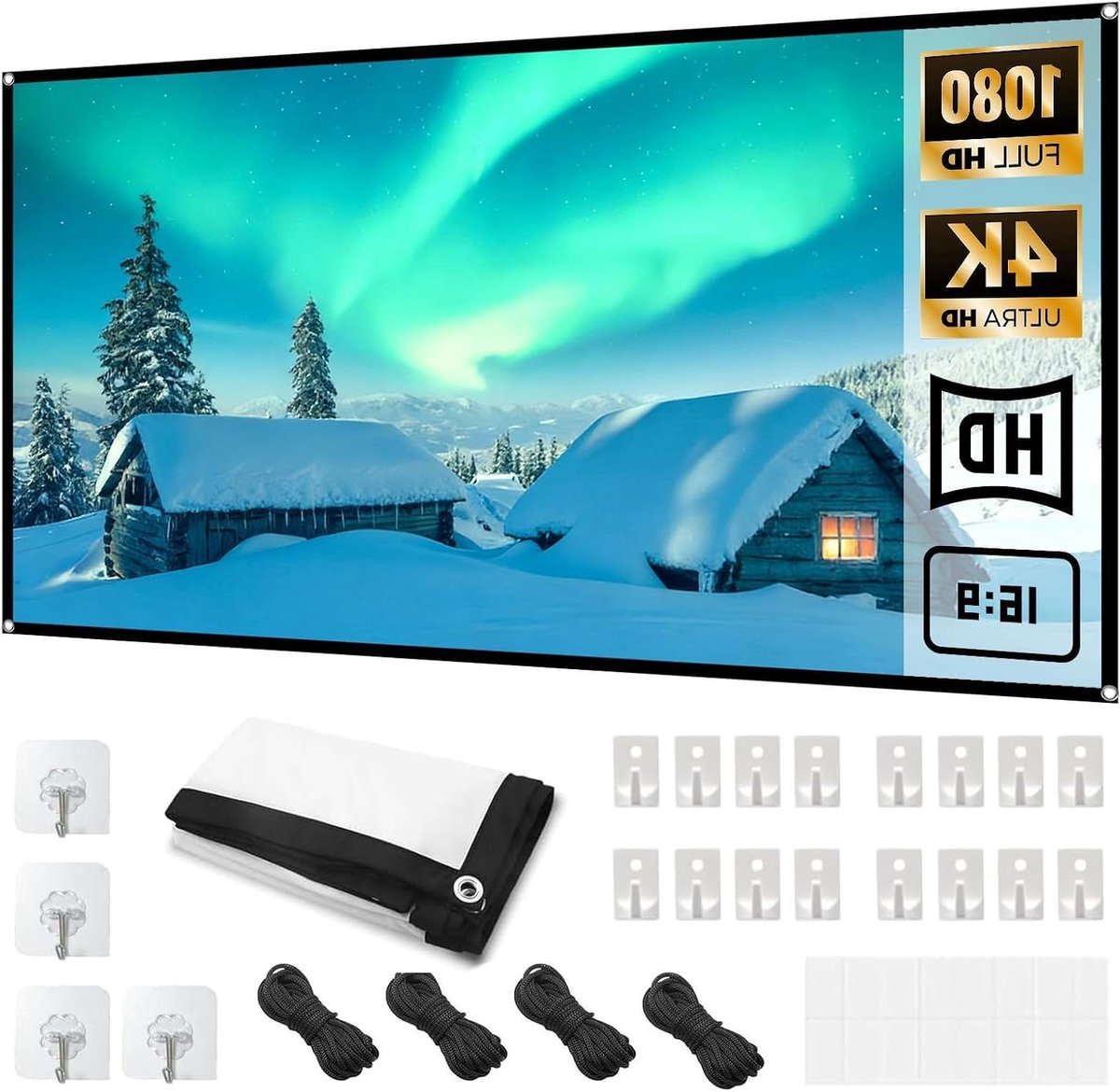 Projectiescherm - Beamerdoek - Thuisbioscoop Creëren - Kreukvrij Polyester - 60 Inch - Wit